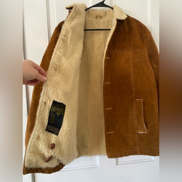 Vintage silton peak 8 suede leather Sherpa wool lined heavy jacket winter coat - Picture 3 of 8